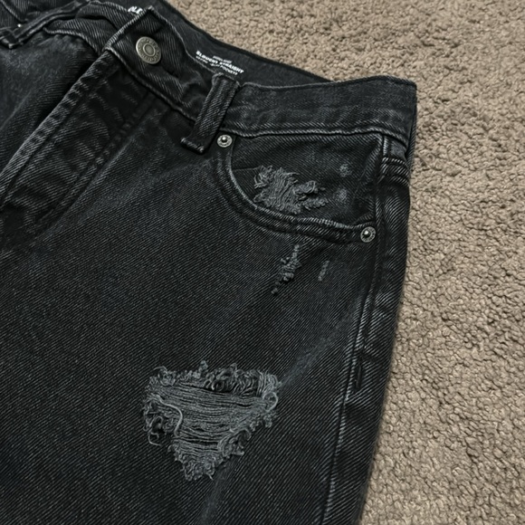 Old Navy Slouchy Straight-2-High Rise-Black-Button Fly-Vintage Wash - Picture 4 of 16